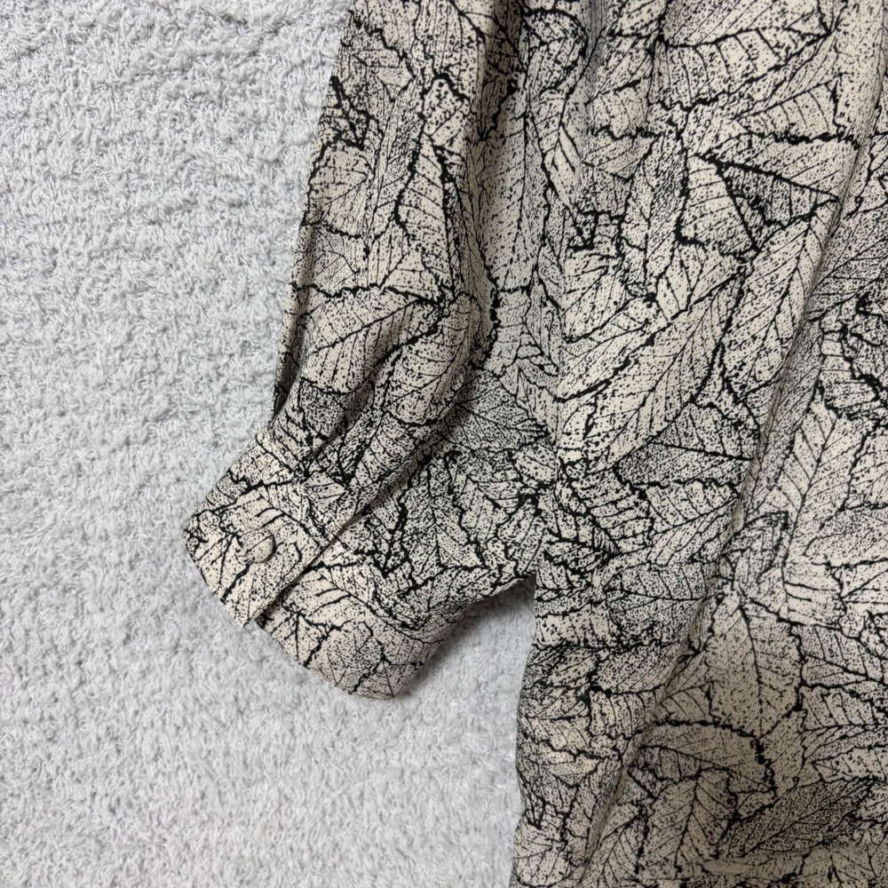 Lightweight Wrap Blouse Flowy Neutral Leaf Print Long Sleeve Work Casual 20W - Picture 10 of 14